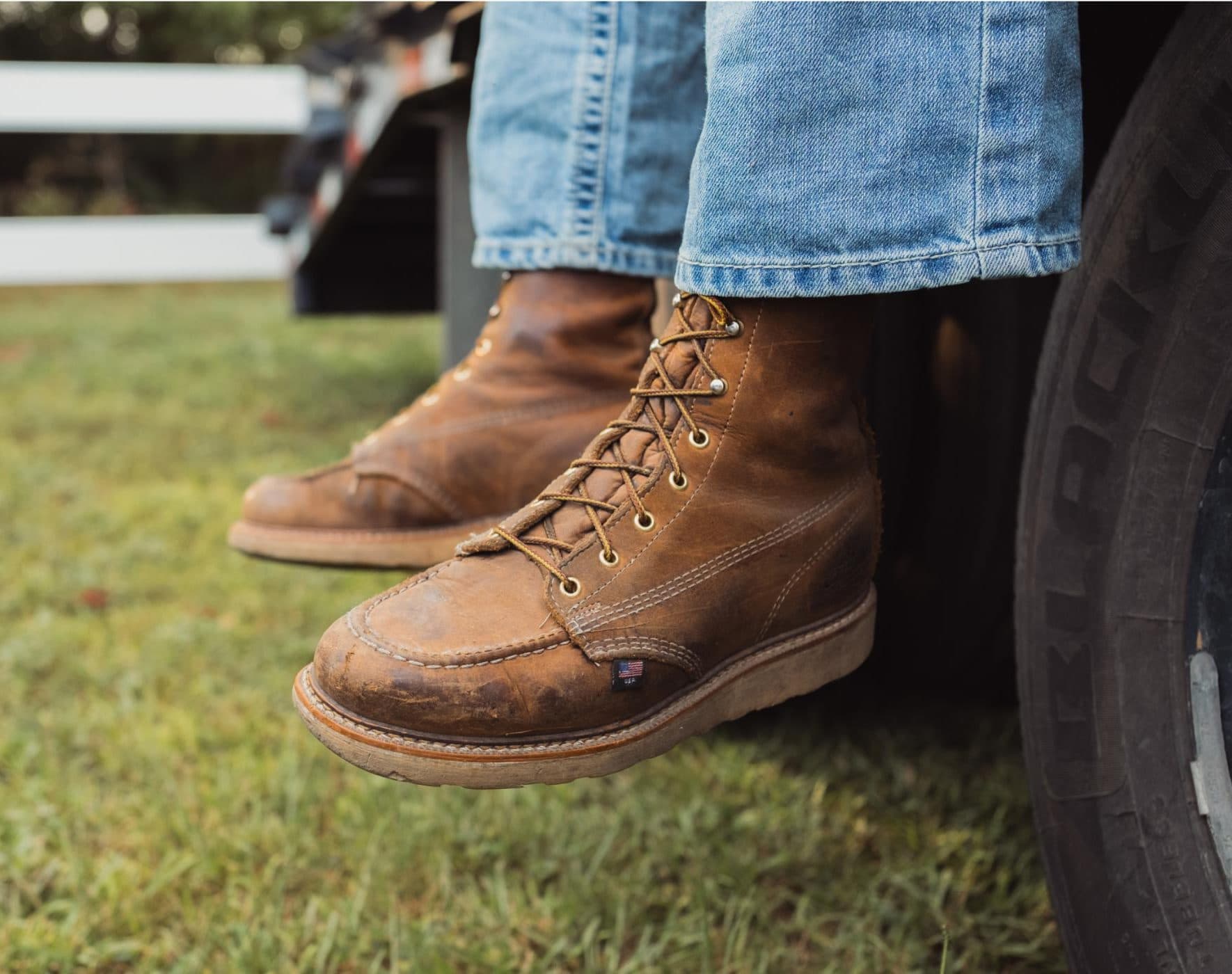 Variety of boots and shoes, including work and casual styles, showcased at Anderson’s General Store.